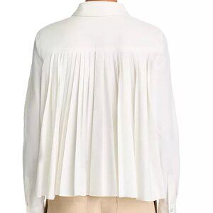 NWT- Derek Lam 10 Crosby size M White cropped crisp shirt with pleated back